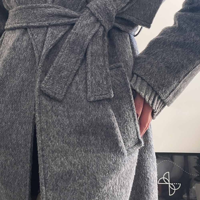 تصویر  پالتو زنانه بلند فوتر طوسی میلانو (Milano)  برند سین استایل | SYN STYLE