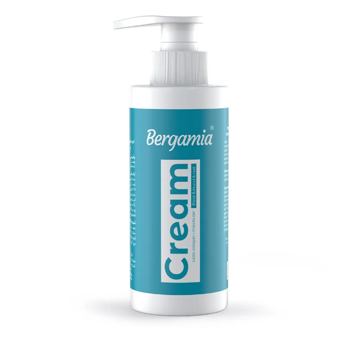 تصویر  کرم دست مرطوب کننده پمپی کلاژن شیر برند برگامیا| BERGAMIA حجم 250ml
