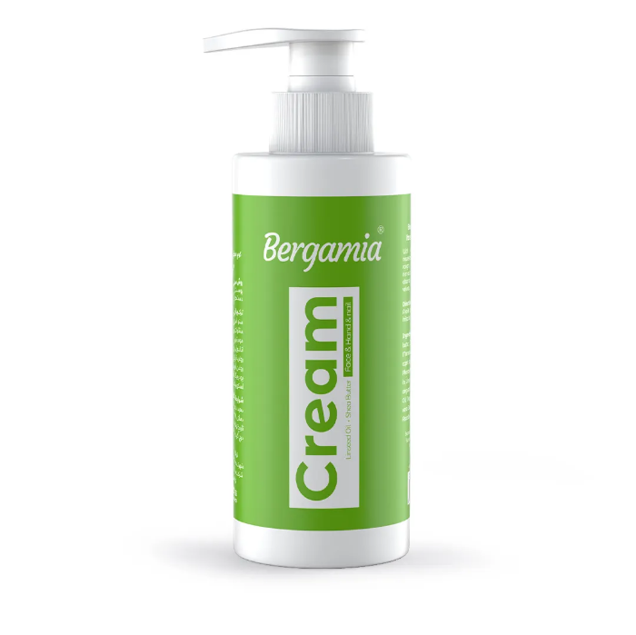 تصویر  کرم دست مرطوب کننده پمپی کتان برند برگامیا| BERGAMIA حجم 250ml