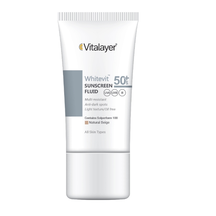 تصویر  فلوئید ضد آفتاب وایت ویت نچرال بژ ویتالیر | VITALAYER حجم  50ml