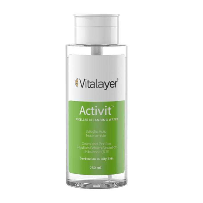 تصویر  محلول پاك كننده آرايش اكتيويت ویتالیر | VITALAYER حجم  250ml