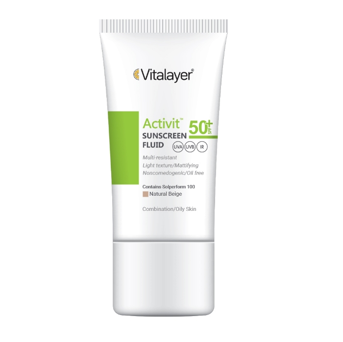 تصویر  فلوئید ضد آفتاب اکتیویت نچرال بژ ویتالیر | VITALAYER حجم  50ml