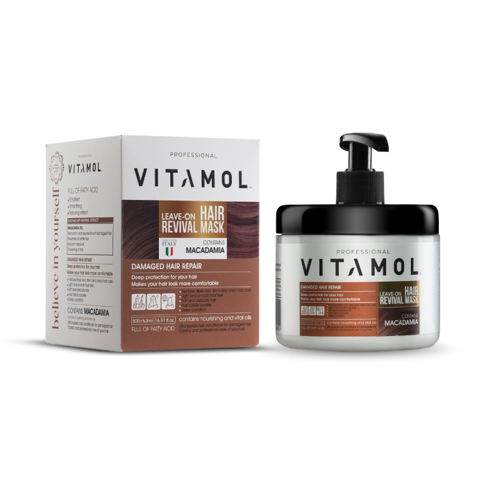 تصویر  ماسک مو 500 میل خارج حمام ماکادمیا ویتامول | VITAMOL  