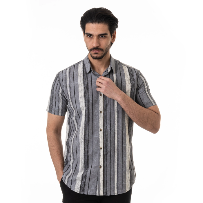 تصویر  پیراهن چهارخانه آستین کوتاه راه راه برند والیانت استایل | VALIANT  STYLE کد PAI201301