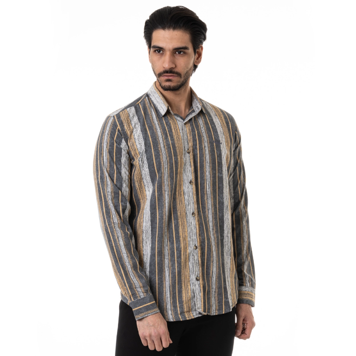 تصویر  پیراهن چهارخانه آستین بلند راه راه برند والیانت استایل |VALIANT  STYLE کد PAL201203