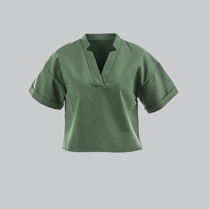 تصویر  کراپ آستین کوتاه پاکتی یقه دار رگولار آر ان اس | RNS