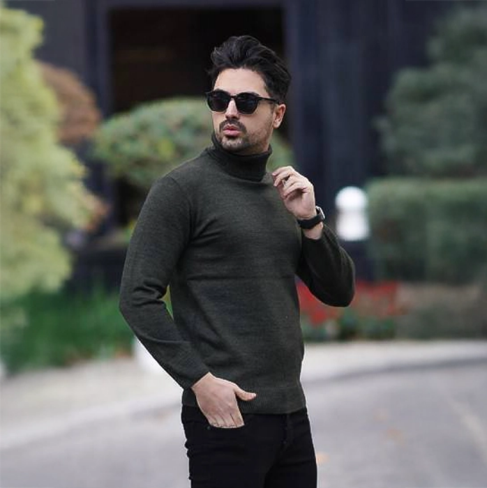 تصویر  بافت یقه اسکی مردانه مدل پلو برند HMG