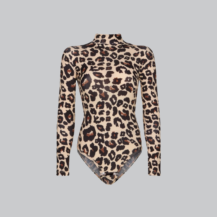 تصویر  بادی  آستین بلند زنانه مدل پلنگی پپا  | peppa 🐆