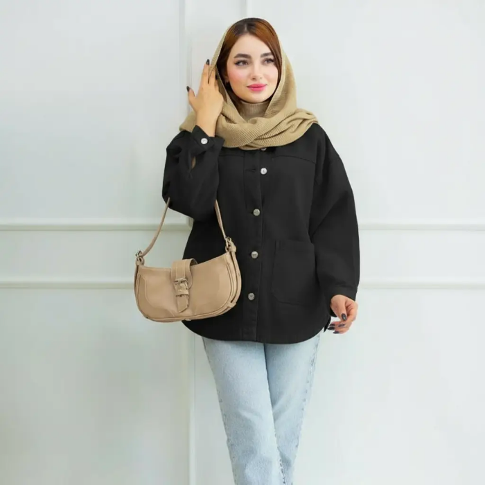 تصویر  کت کتان زنانه جیب پایین