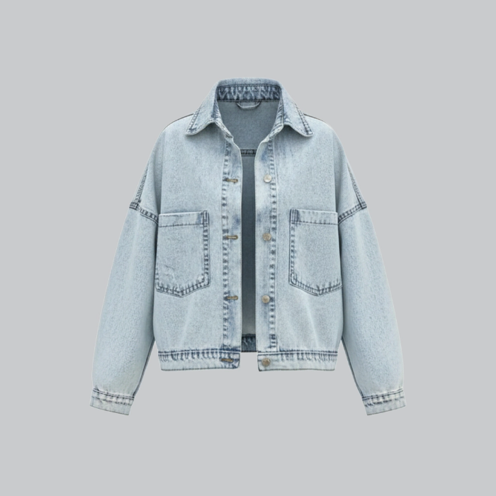 تصویر  کت جین زاپدار زنانه نیم‌تنه