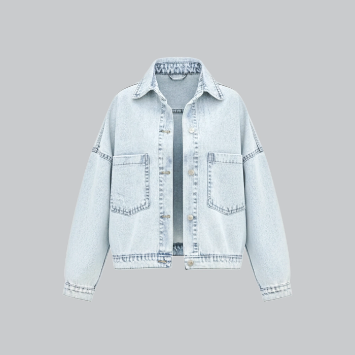 تصویر  کت جین زاپدار زنانه نیم‌تنه