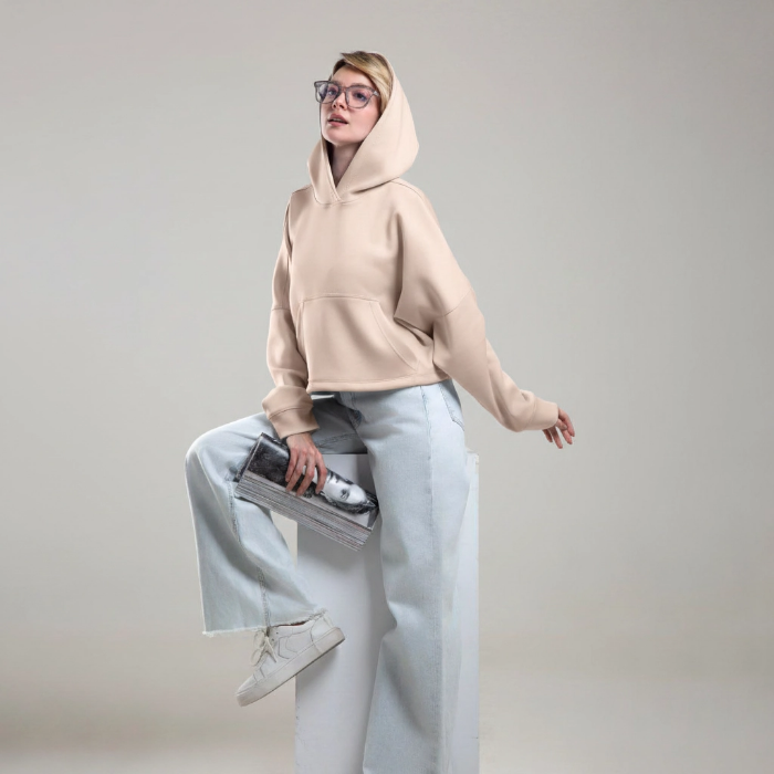 تصویر  هودی زنانه کراپ (نیم‌تنه) بهبود | Behboud