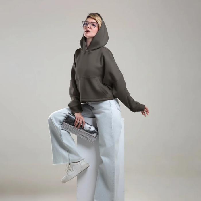 تصویر  هودی زنانه کراپ (نیم‌تنه) بهبود | Behboud