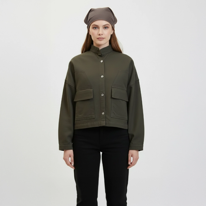 تصویر  کت کتان نیم تنه براش خورده زنانه