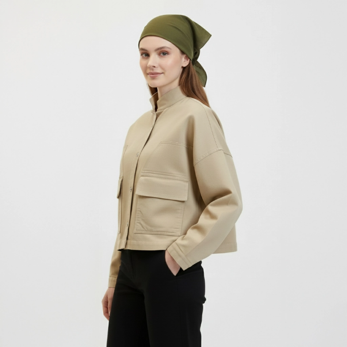 تصویر  کت کتان نیم تنه براش خورده زنانه