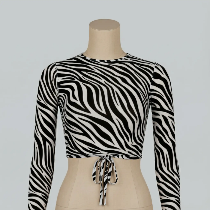 تصویر  نیم تنه زنانه پپا مدل گورخری | peppa 🦓