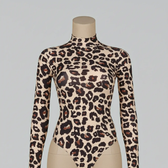 تصویر  بادی  آستین بلند زنانه مدل پلنگی پپا  | peppa 🐆