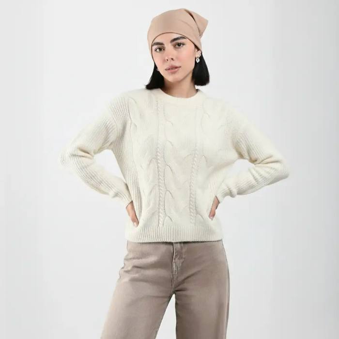 بلوز بافت طرح‌دار زنانه، بافتنی با طرح [توضیح نوع طرح مانند هندسی یا ژاکارد]، بسیار نرم و باکیفیت.