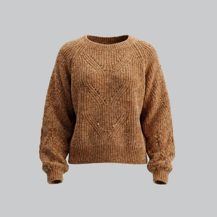 بلوز بافت طرح‌دار زنانه، بافتنی با طرح [توضیح نوع طرح مانند هندسی یا ژاکارد]، بسیار نرم و باکیفیت.