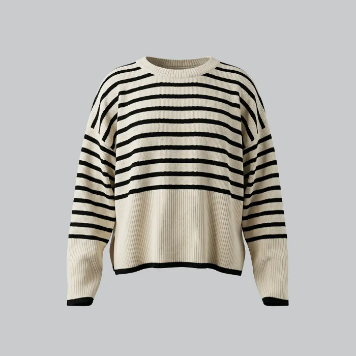 تصویر  بلوز بافت راه راه زنانه